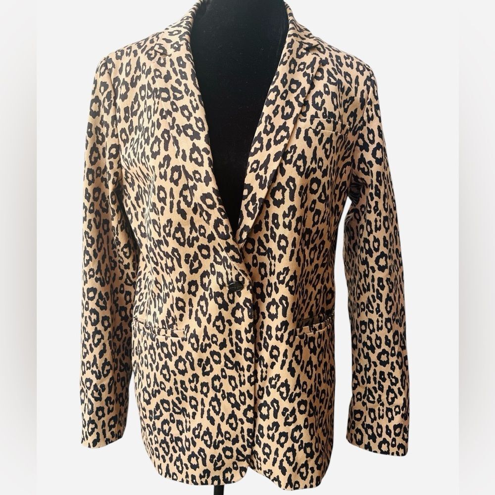 Banana Republic Long & Lean Blazer Size 12 Leopard Fully Lined Jacket